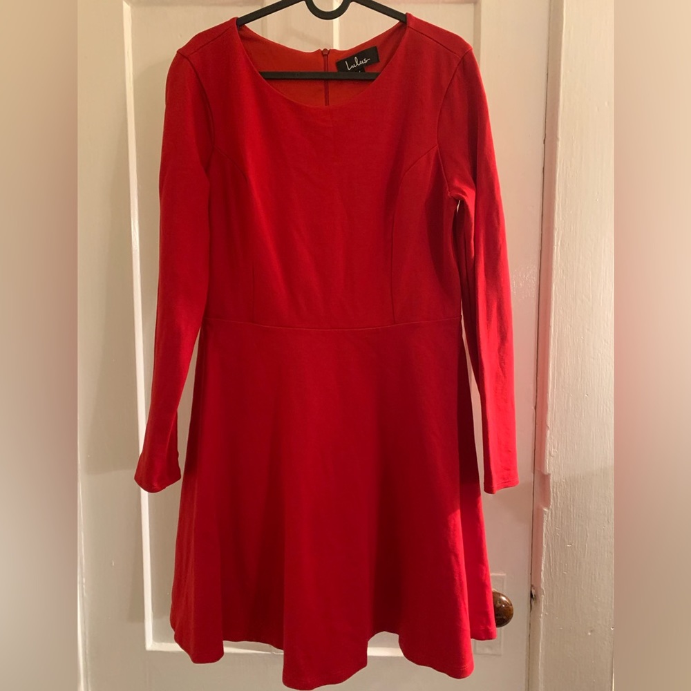 Lulus Forever Chic Long Sleeve Red Cocktail Dress
